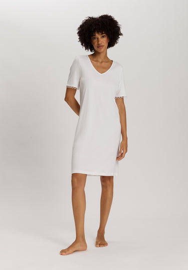 Anouk V-Neck Cotton Nightgown | Off White 74808-102